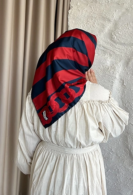 TWİLL İPEK EŞARP  ZİNCİR DESEN BORDO