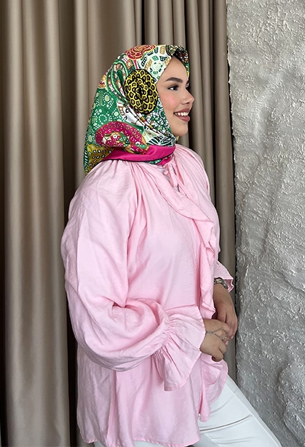 TWİLL İPEK EŞARP D1 PEMBE 