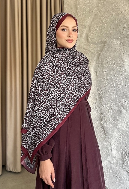 SOFT PAMUK LEOPAR DESEN BORDO