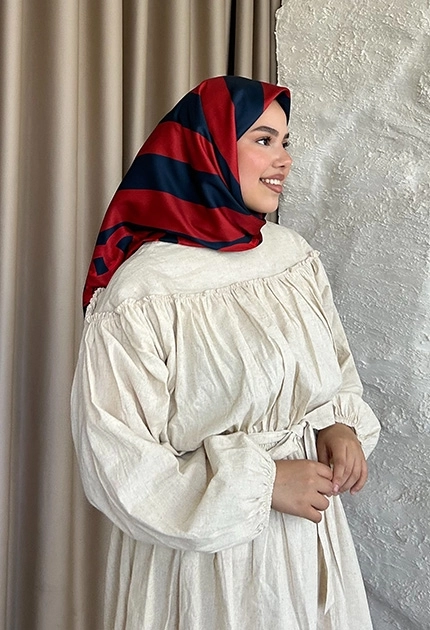 TWİLL İPEK EŞARP  ZİNCİR DESEN BORDO