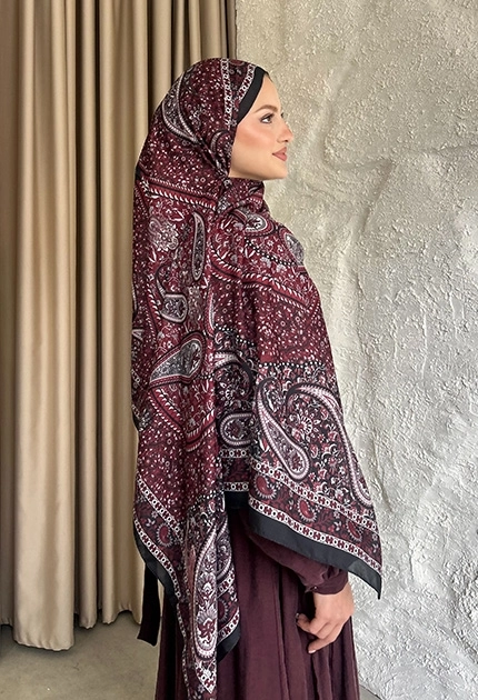 SOFT PAMUK ETNİK DESEN D4 BORDO