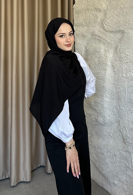 PAMUKLU MEDİNE İPEĞİ SİYAH