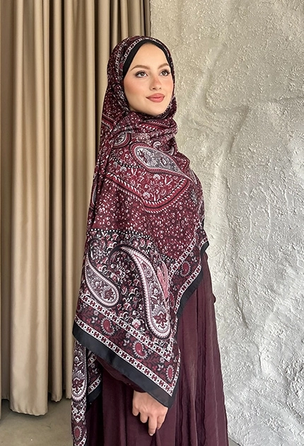 SOFT PAMUK ETNİK DESEN D4 BORDO