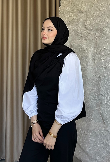 PAMUKLU MEDİNE İPEĞİ SİYAH