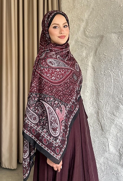 SOFT PAMUK ETNİK DESEN D4 BORDO