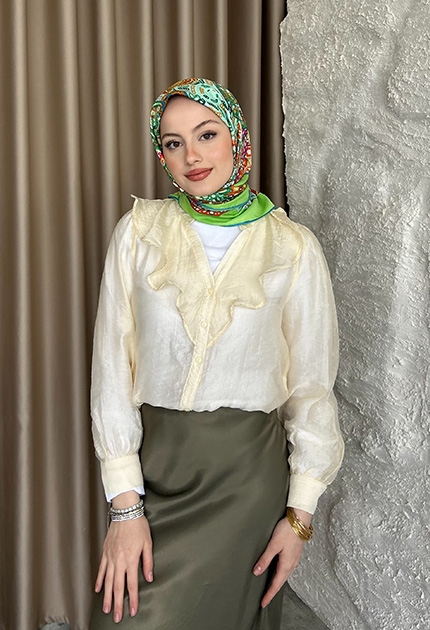  TWİLL İPEK EŞARP D3 YEŞİL