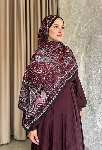 SOFT PAMUK ETNİK DESEN D4 BORDO