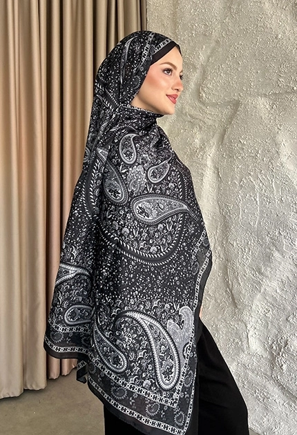 SOFT PAMUK ETNİK DESEN D4 SİYAH