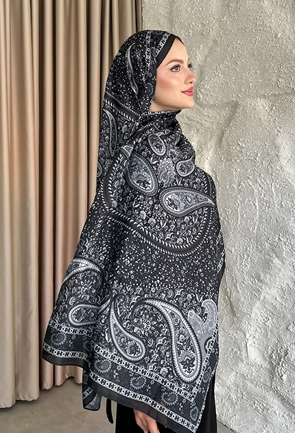 SOFT PAMUK ETNİK DESEN D4 SİYAH