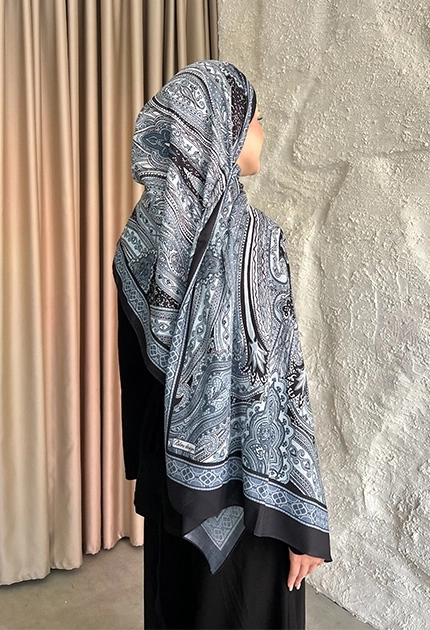 SOFT PAMUK ETNİK DESEN ŞAL  SİYAH