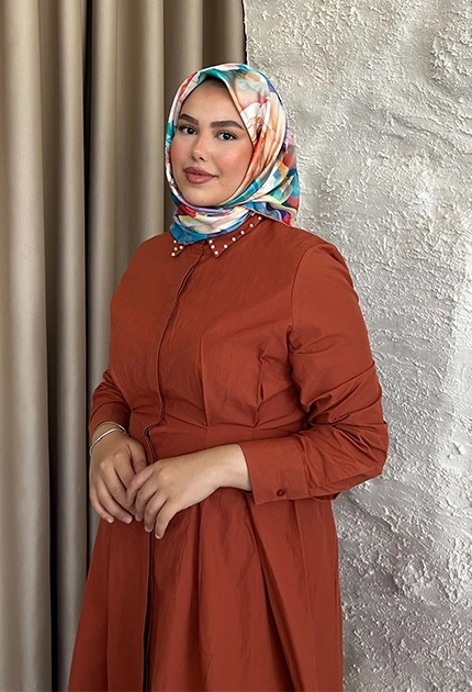 TWİLL İPEK EŞARP ÇİÇEK DESEN MAVİ