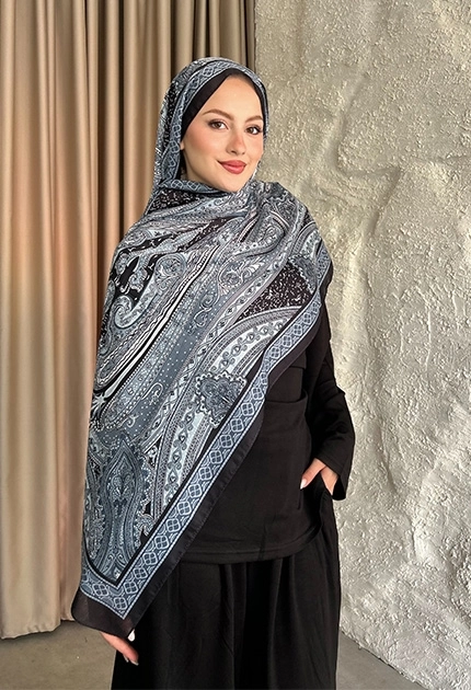 SOFT PAMUK ETNİK DESEN ŞAL  SİYAH