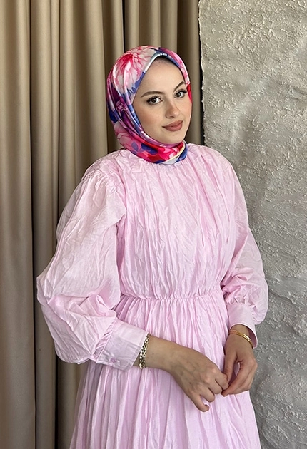 TWİLL İPEK EŞARP ÇİÇEK DESEN PEMBE 