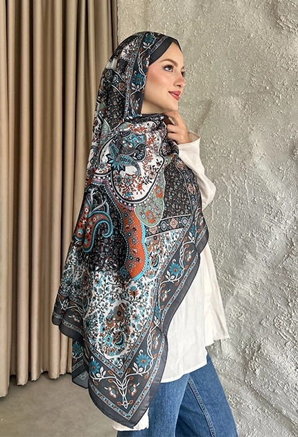 SOFT PAMUK ETNİK DESEN D5 ANTRASİT