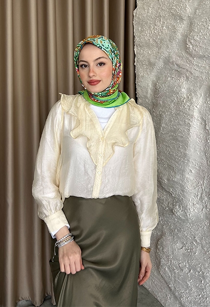  TWİLL İPEK EŞARP D3 YEŞİL