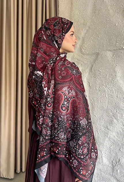 SOFT PAMUK ETNİK DESEN D5 BORDO 