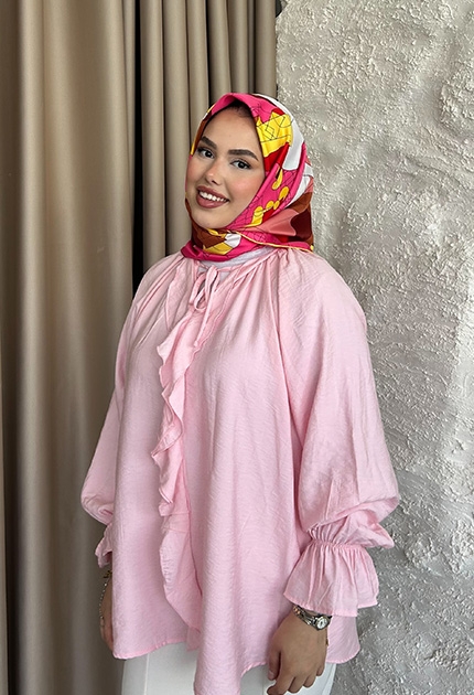 TWİLL İPEK EŞARP  D4 PEMBE 