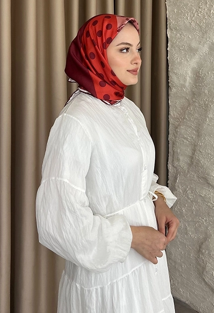 TWİLL İPEK EŞARP 4 KÖŞE BORDO