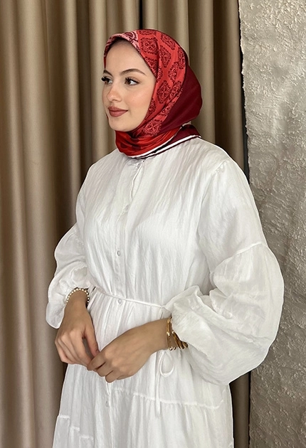 TWİLL İPEK EŞARP 4 KÖŞE BORDO