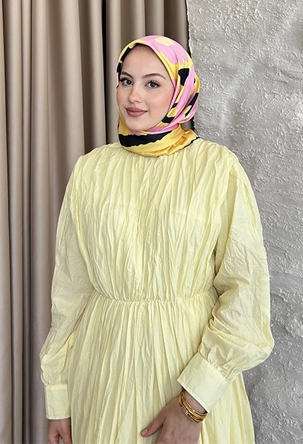TWİLL İPEK EŞAR PAPATYA DESEN SARI 