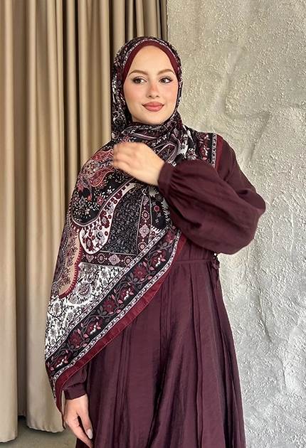 SOFT PAMUK ETNİK DESEN D5 BORDO & KREM