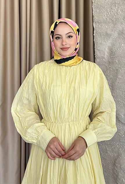 TWİLL İPEK EŞAR PAPATYA DESEN SARI 