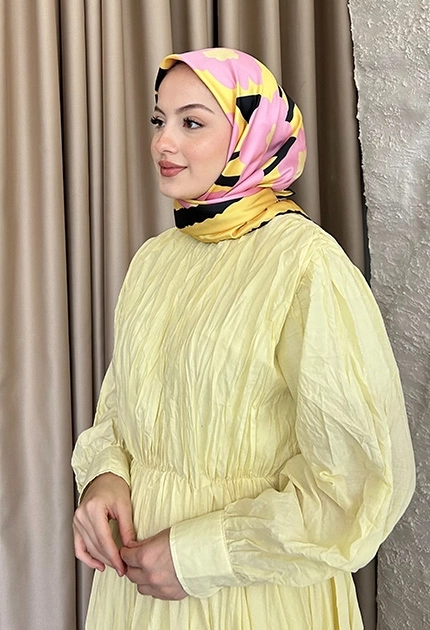 TWİLL İPEK EŞAR PAPATYA DESEN SARI 