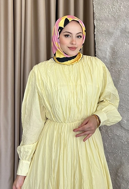 TWİLL İPEK EŞAR PAPATYA DESEN SARI 