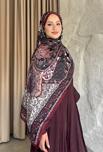 SOFT PAMUK ETNİK DESEN D5 BORDO & KREM