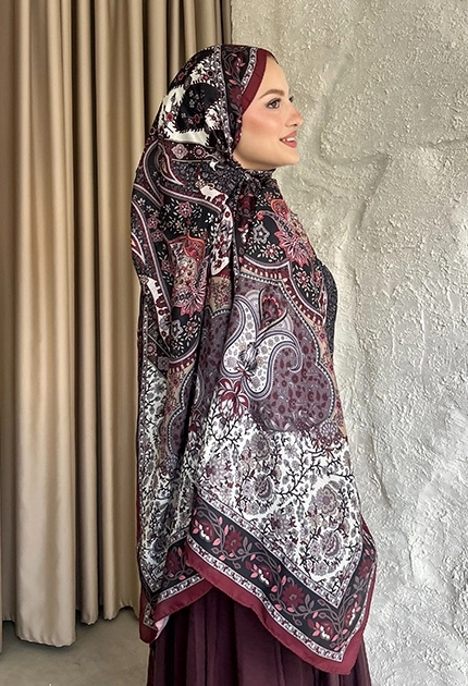SOFT PAMUK ETNİK DESEN D5 BORDO & KREM