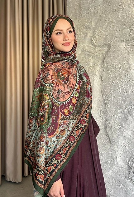 SOFT PAMUK ETNİK DESEN D5 YEŞİL