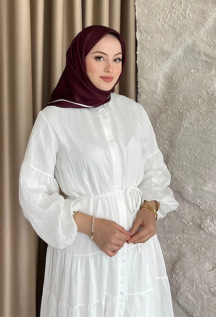 TWİLL İPEK EŞARP  DÜZ BORDO
