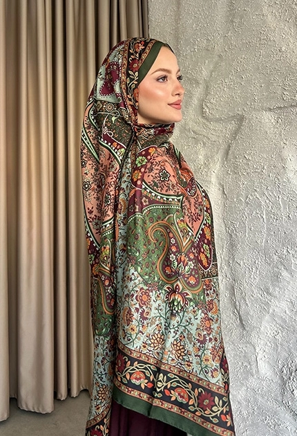 SOFT PAMUK ETNİK DESEN D5 YEŞİL
