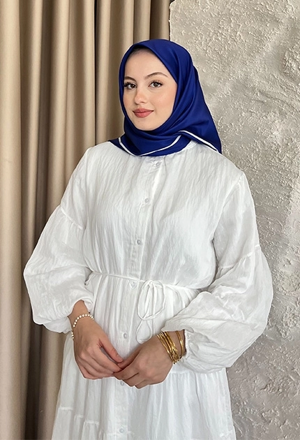 TWİLL İPEK EŞARP  DÜZ SAKS