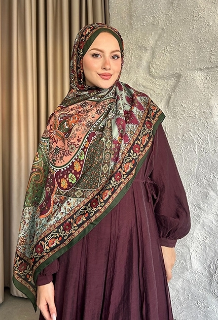 SOFT PAMUK ETNİK DESEN D5 YEŞİL
