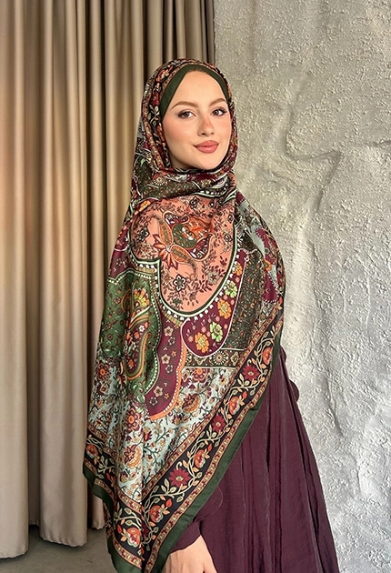 SOFT PAMUK ETNİK DESEN D5 YEŞİL