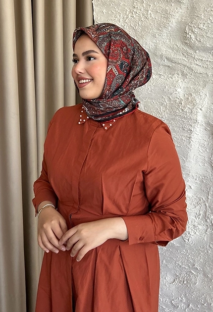  ETNİK DESEN EŞARP D2 KİREMİT
