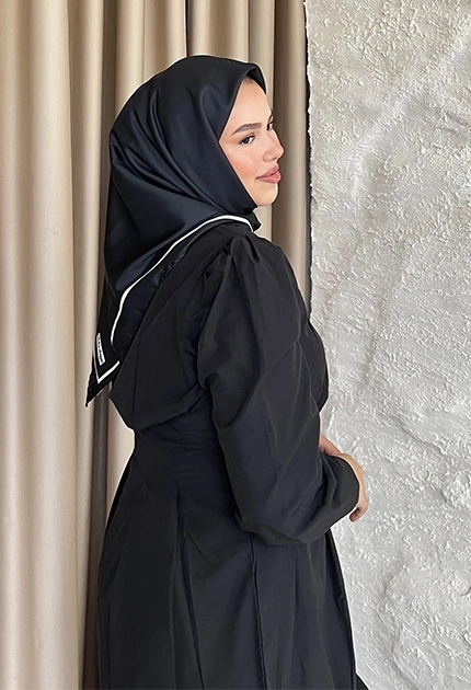 TWİLL İPEK EŞARP  DÜZ SİYAH