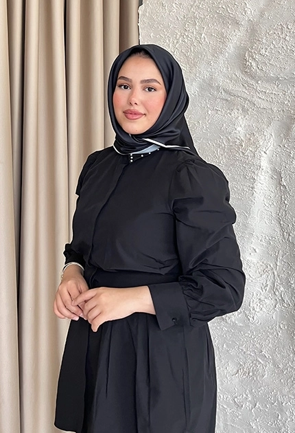 TWİLL İPEK EŞARP  DÜZ SİYAH