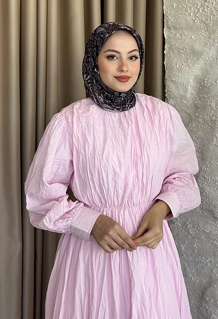  ETNİK DESEN EŞARP D2 PUDRA & BORDO 