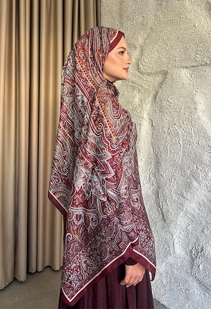 SOFT PAMUK ETNİK DESEN D3 BORDO