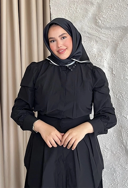 TWİLL İPEK EŞARP  DÜZ SİYAH
