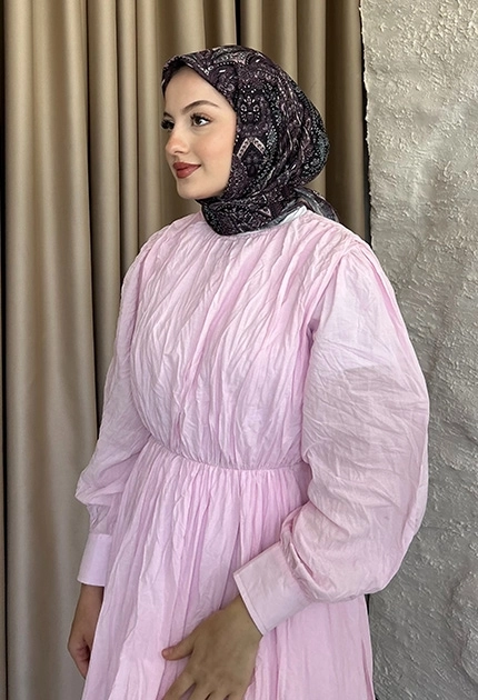  ETNİK DESEN EŞARP D2 PUDRA & BORDO 