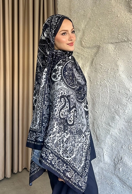 SOFT PAMUK ETNİK DESEN D5 LACİVERT 