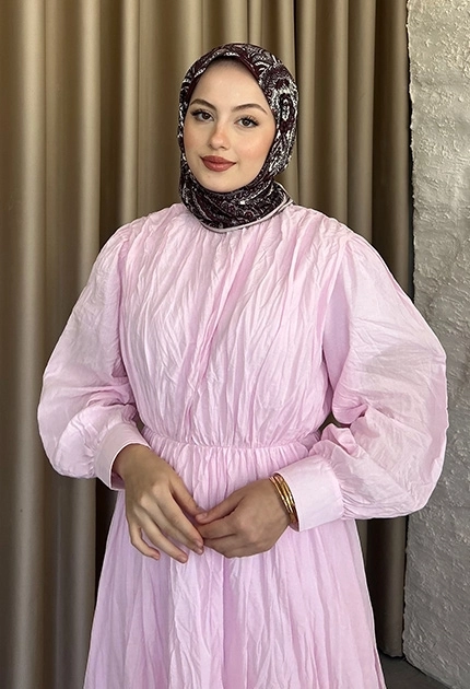  ETNİK DESEN EŞARP D2 PUDRA & BORDO 