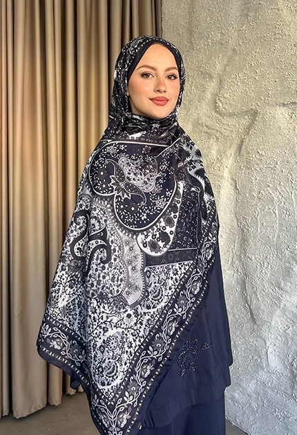 SOFT PAMUK ETNİK DESEN D5 LACİVERT 