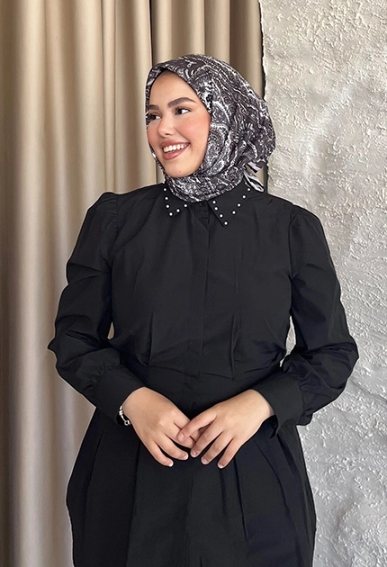  ETNİK DESEN EŞARP D2 SİYAH  