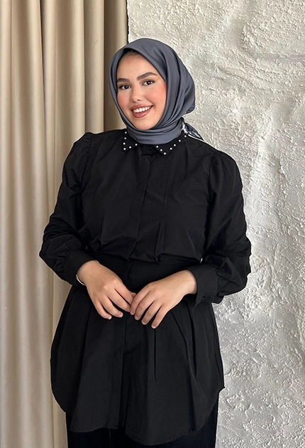 TWİLL İPEK EŞARP  DÜZ KOYU GRİ