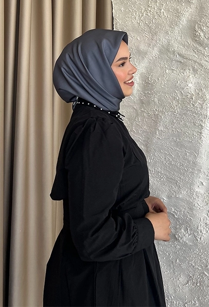 TWİLL İPEK EŞARP  DÜZ KOYU GRİ