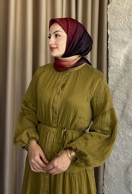 TWİLL İPEK EŞARP DEGRADE BORDO